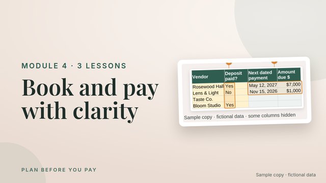 Module 4 cover: Vendors and Payments with deposits and next dated payments